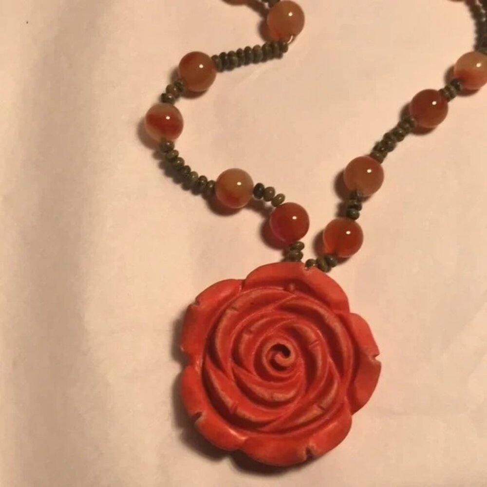 Orange Flower Necklace - image 3